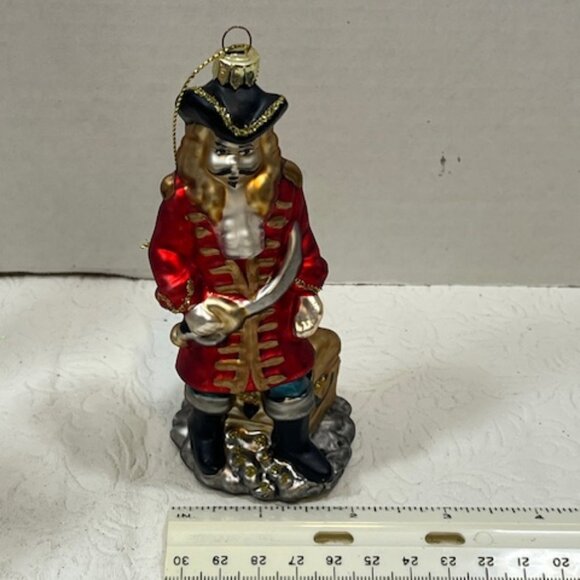 Pirate Buccaneer w/Sword Treasure Chest Glitter Christmas Glass Ornament 2"x5" - Picture 11 of 12